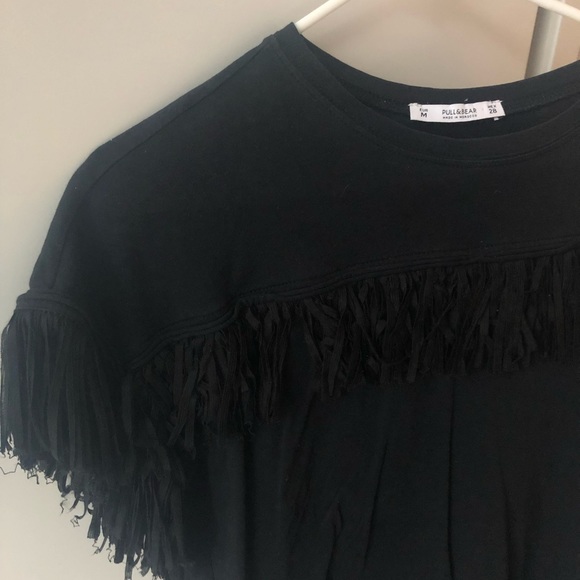 Black T-Shirt with Fringe detail - Picture 3 of 3